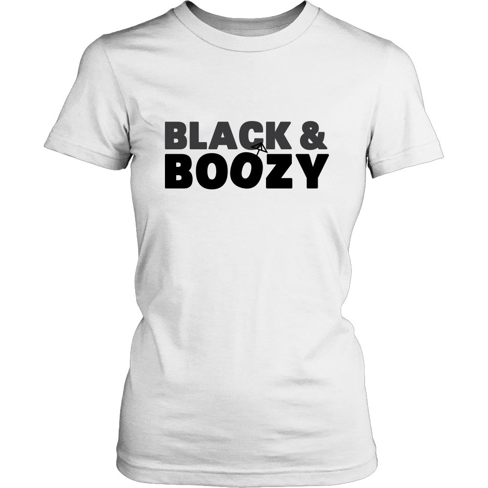 Women's Black & Boozy Tee - White