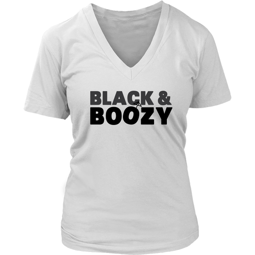 Black & Boozy V-Neck - White