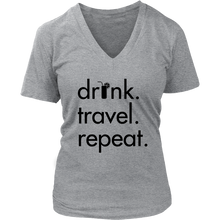 Drink Travel Repeat V-Neck - White